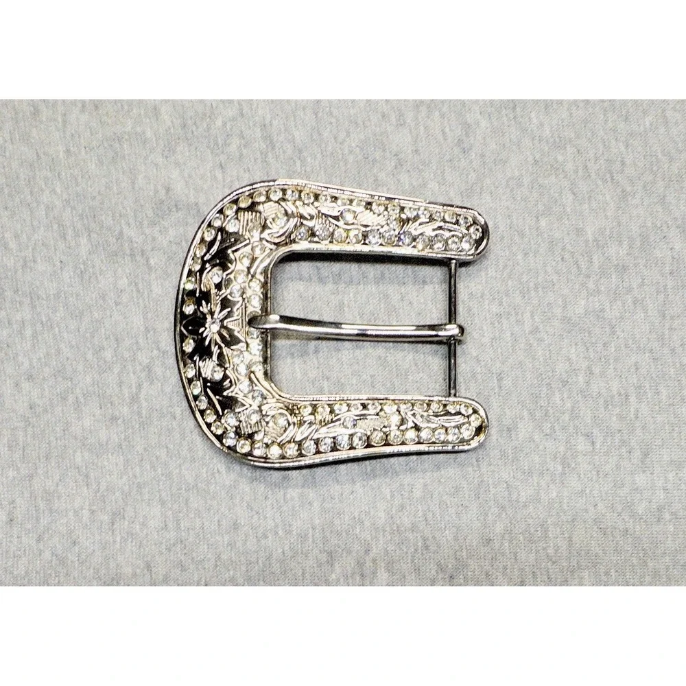 Western‎ Silver Bling Belt Buckle Womens Rodeo Southwestern